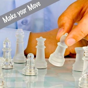 Gamie Glass Chess Set / 14 in /Elegant Design - Durable Build - Fully Functional